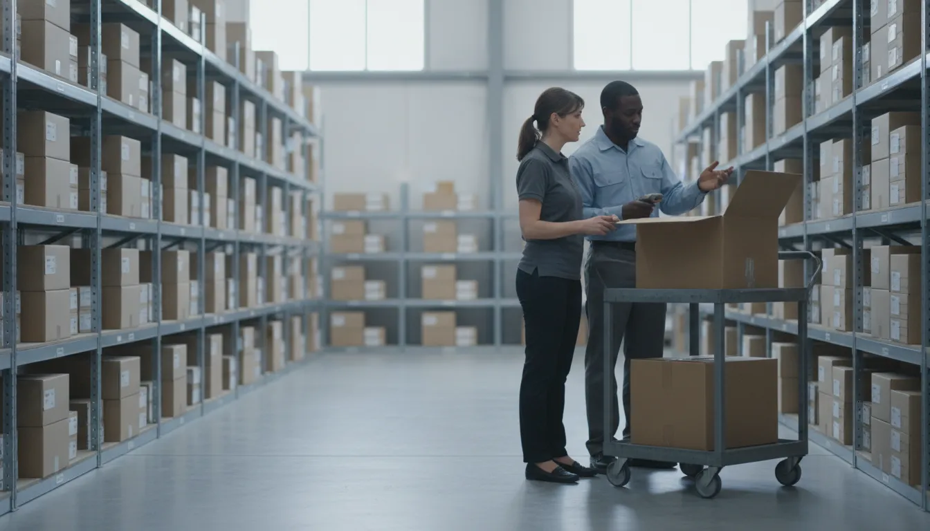 Beauty supply warehouse team preparing salon orders
